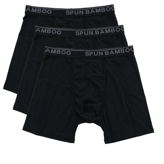 Men's black bamboo viscose boxer briefs 3-pack with SPUN BAMBOO waistband on Tampa Home & Garden Store