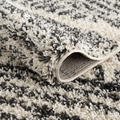 Fishhook Berber Shag Rug by Boutique Rugs in black, white and gray, plush shag texture on Tampa Home & Garden Store