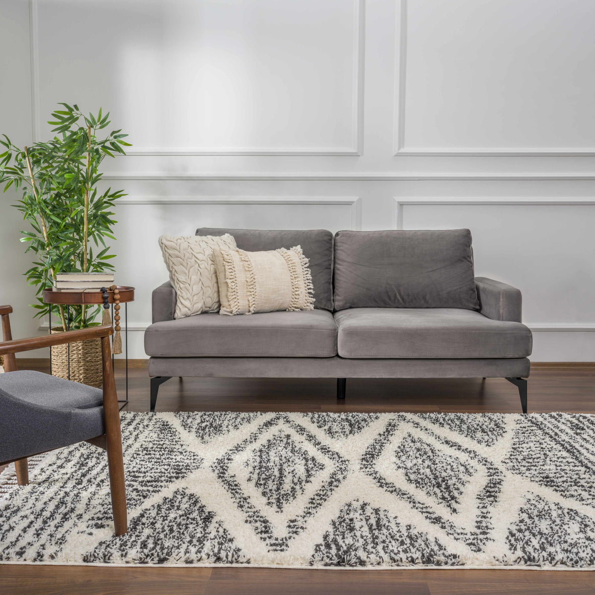 Fishhook Berber Shag Rug cream and charcoal by Boutique Rugs on Tampa Home & Garden Store