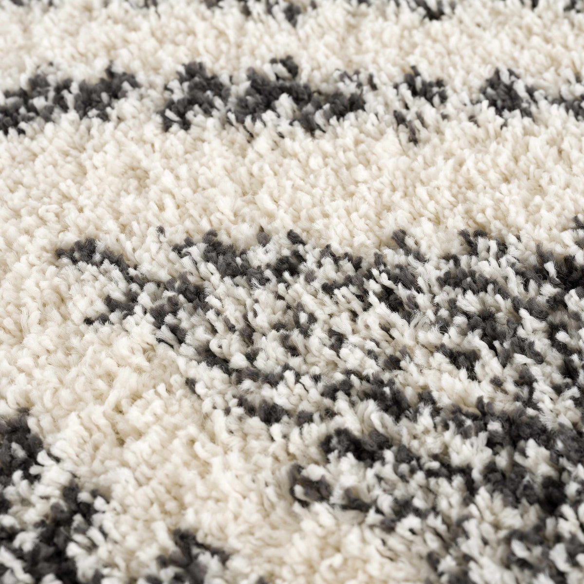 Fishhook Berber shag rug ivory cream with charcoal speckled band Boutique Rugs on Tampa Home & Garden Store