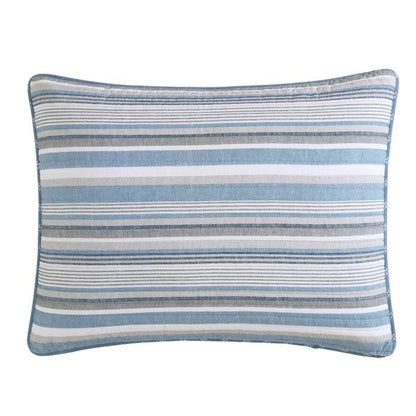 Juego de funda para diván de 4 piezas 100 % algodón con rayas náuticas azules, blancas y grises
