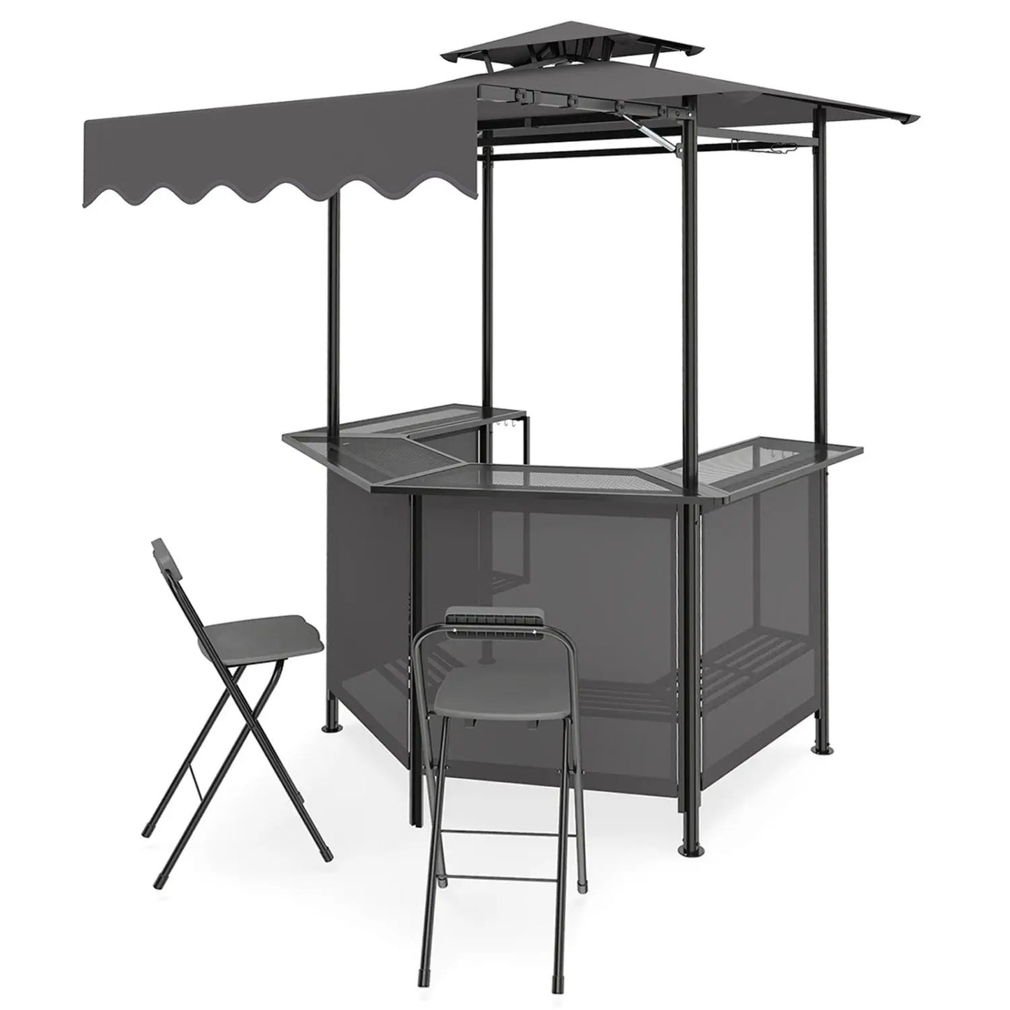 Grill Gazebo with Shelves and Hooks Double Roof