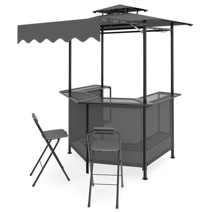 Grill Gazebo with Shelves and Hooks Double Roof