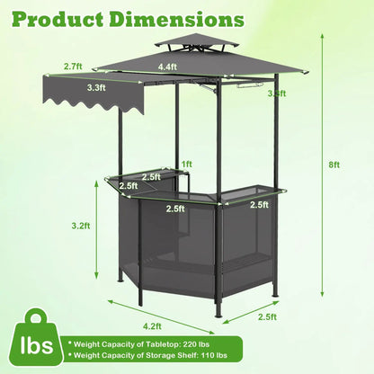 Grill Gazebo with Shelves and Hooks Double Roof