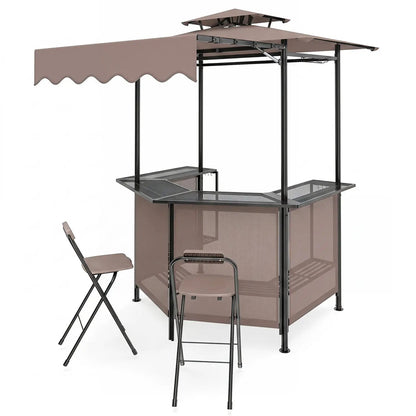 Grill Gazebo with Shelves and Hooks Double Roof