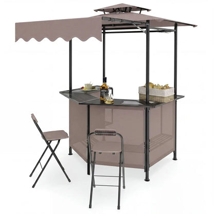 Grill Gazebo with Shelves and Hooks Double Roof