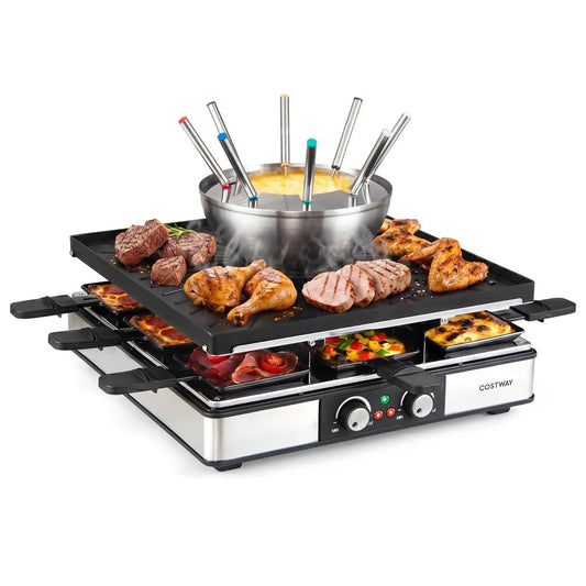 BBQ grill with fondue pot set for 8, electric grill by DirectDeals, fondue pot and skewers on Tampa Home & Garden Store