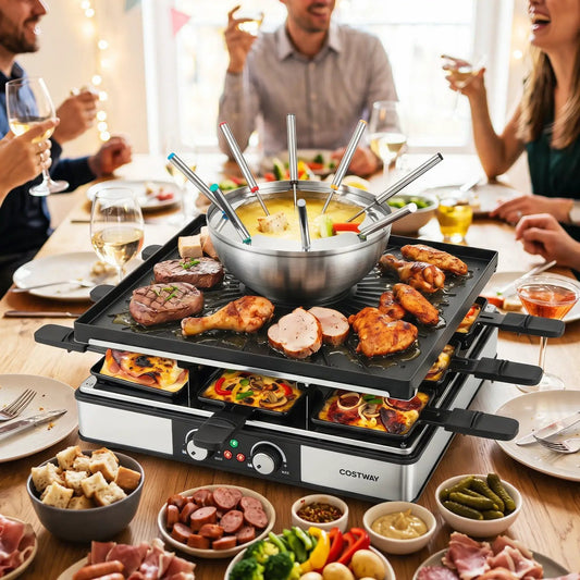 Electric BBQ grill with stainless fondue pot and 8 forks, COSTWAY on Tampa Home & Garden Store