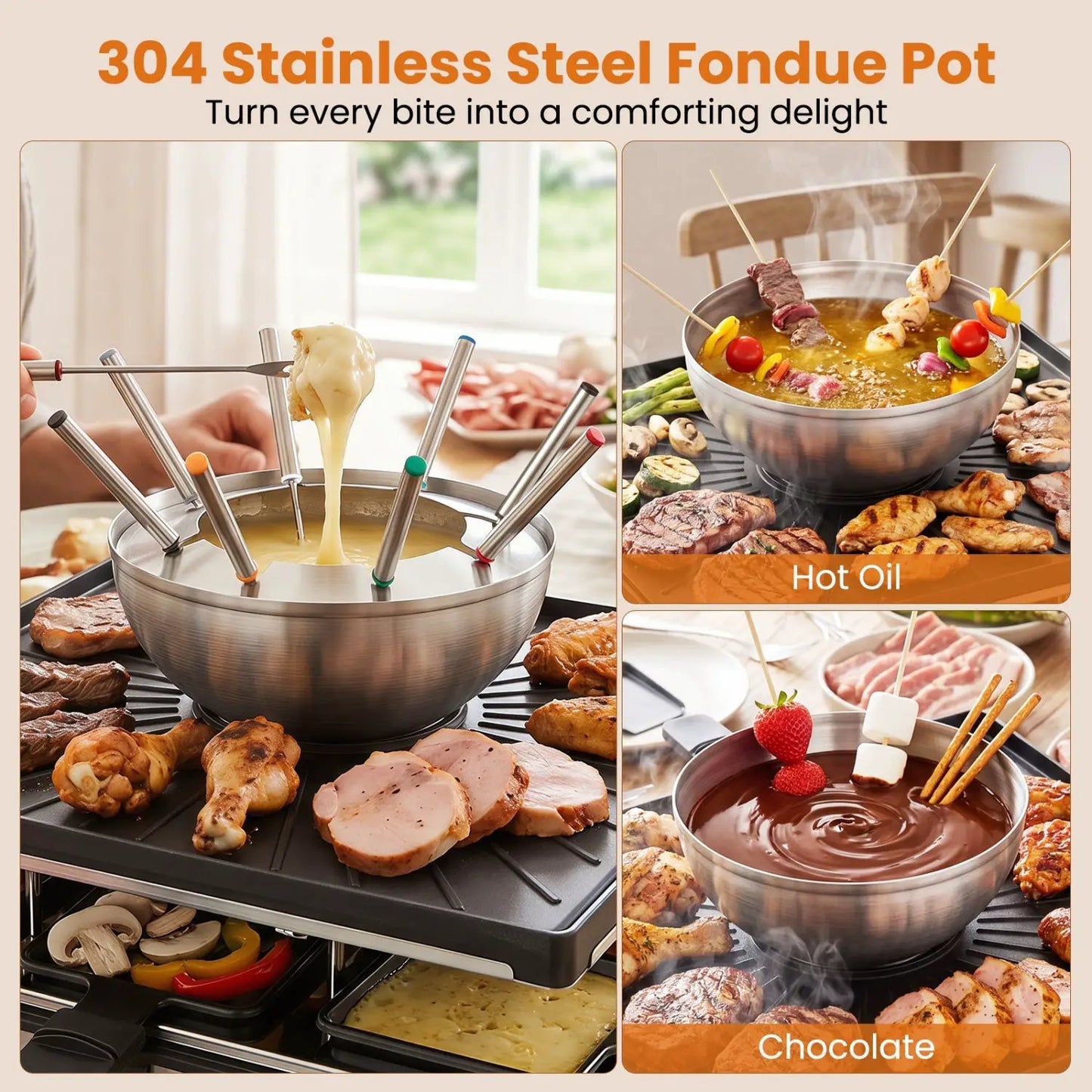 BBQ Grill and Fondue Pot Set for Eight People