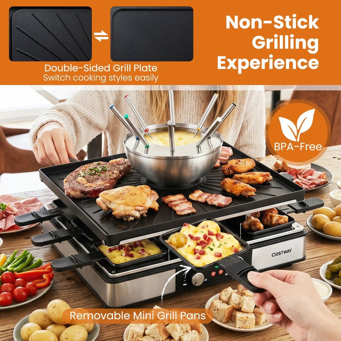 BBQ Grill and Fondue Pot Set for Eight People
