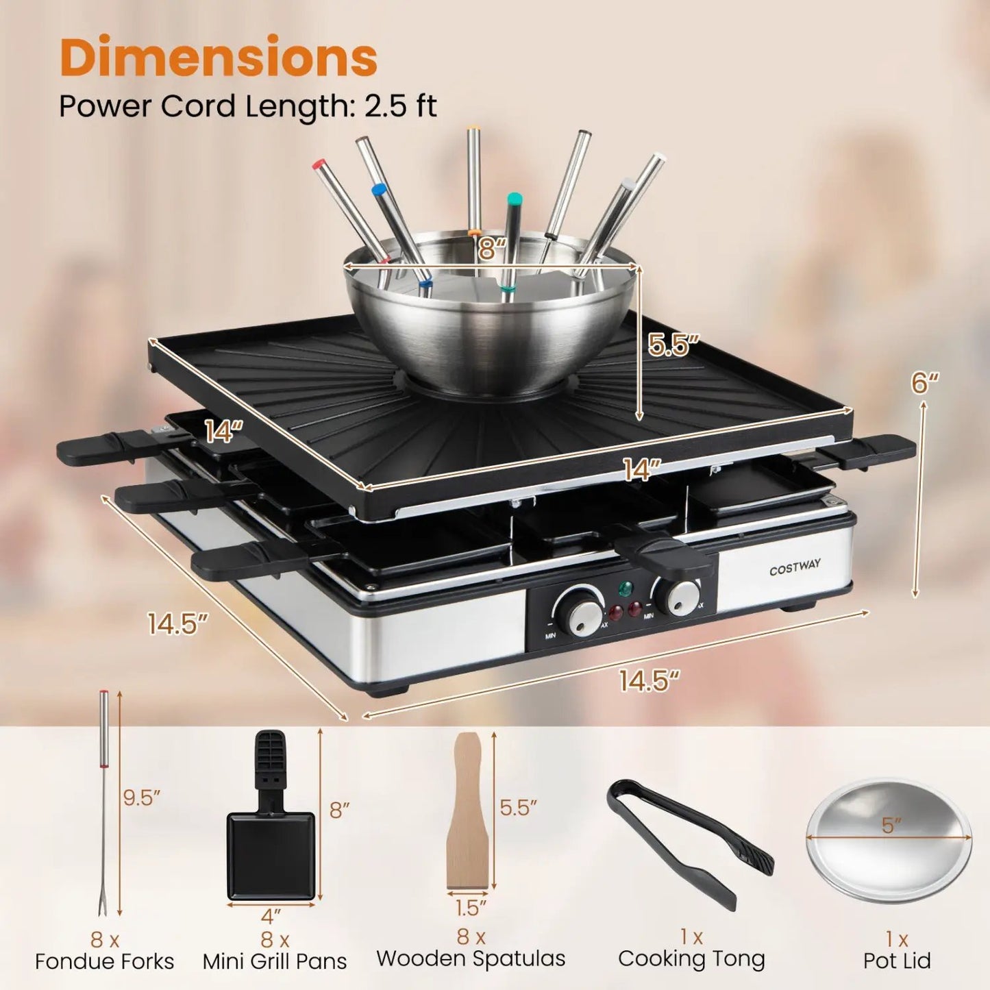 BBQ Grill and Fondue Pot Set for Eight People