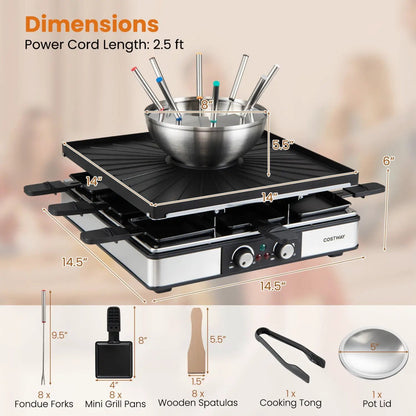 BBQ Grill and Fondue Pot Set for Eight People