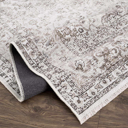 Pearl Holi-4601 washable area rug cream medallion with fringed edges Boutique Rugs on Tampa Home & Garden Store