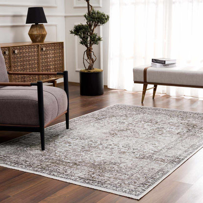Pearl Holi-4601 washable area rug, light pearl-gray with vintage pattern, Boutique Rugs on Tampa Home & Garden Store