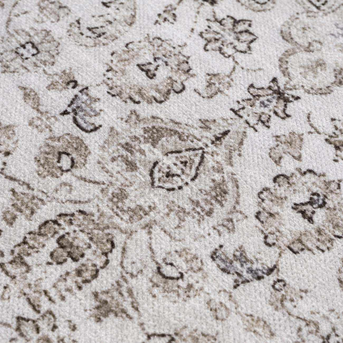 Pearl Holi-4601 Washable Area Rug cream with brown damask pattern Boutique Rugs on Tampa Home & Garden Store