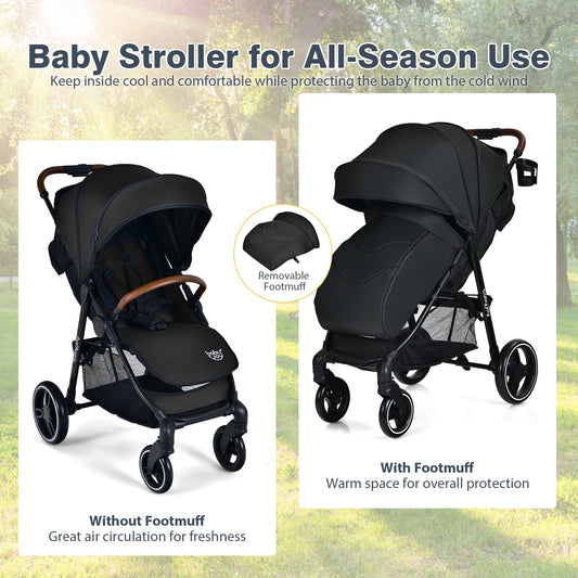 5-Point Harness Lightweight Infant Stroller with Foot Cover and Adjustable Backrest - Tampa Home & Garden Store