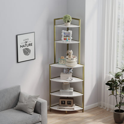 6-story corner open bookshelf, modern bookshelf, wooden frame, independent bookshelf unit, - Tampa Home & Garden Store