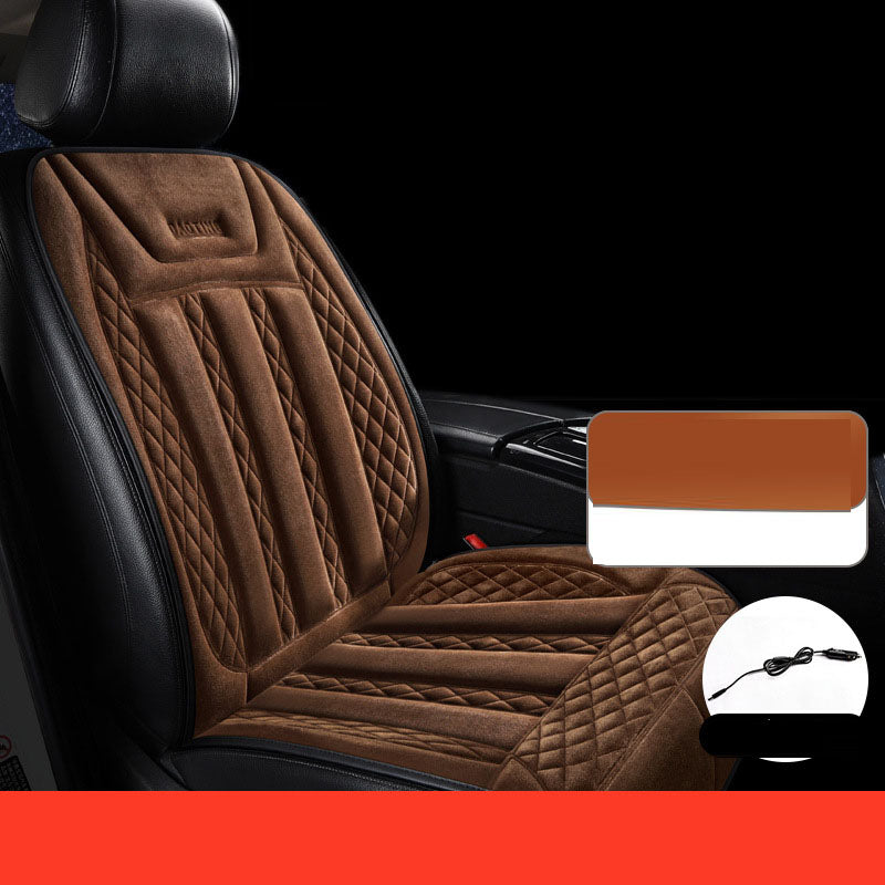 heated car seat cushion brown plush quilted for 12V/24V vehicles VIP Digital Presence on Tampa Home & Garden Store