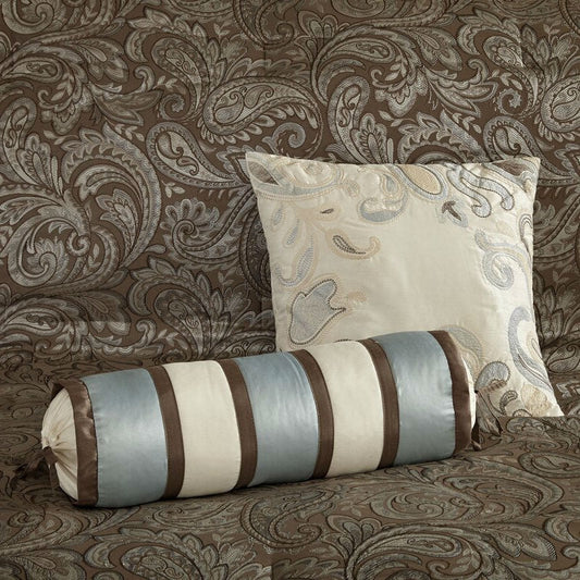 California King 12-piece Reversible Cotton Comforter Set in Brown and Blue - Tampa Home & Garden Store