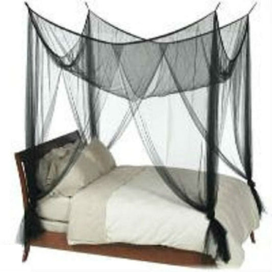 Black 4-Post Canopy Bed Mesh Netting Mosquito Net - Fits size Full Queen and King - Tampa Home & Garden Store