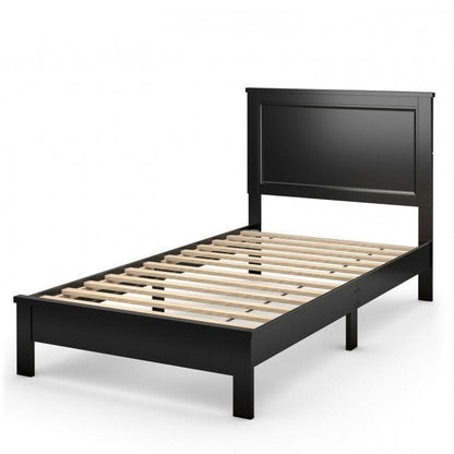 Base de cama de plataforma de madera de estilo moderno para dormitorio universitario, tamaño individual, color negro