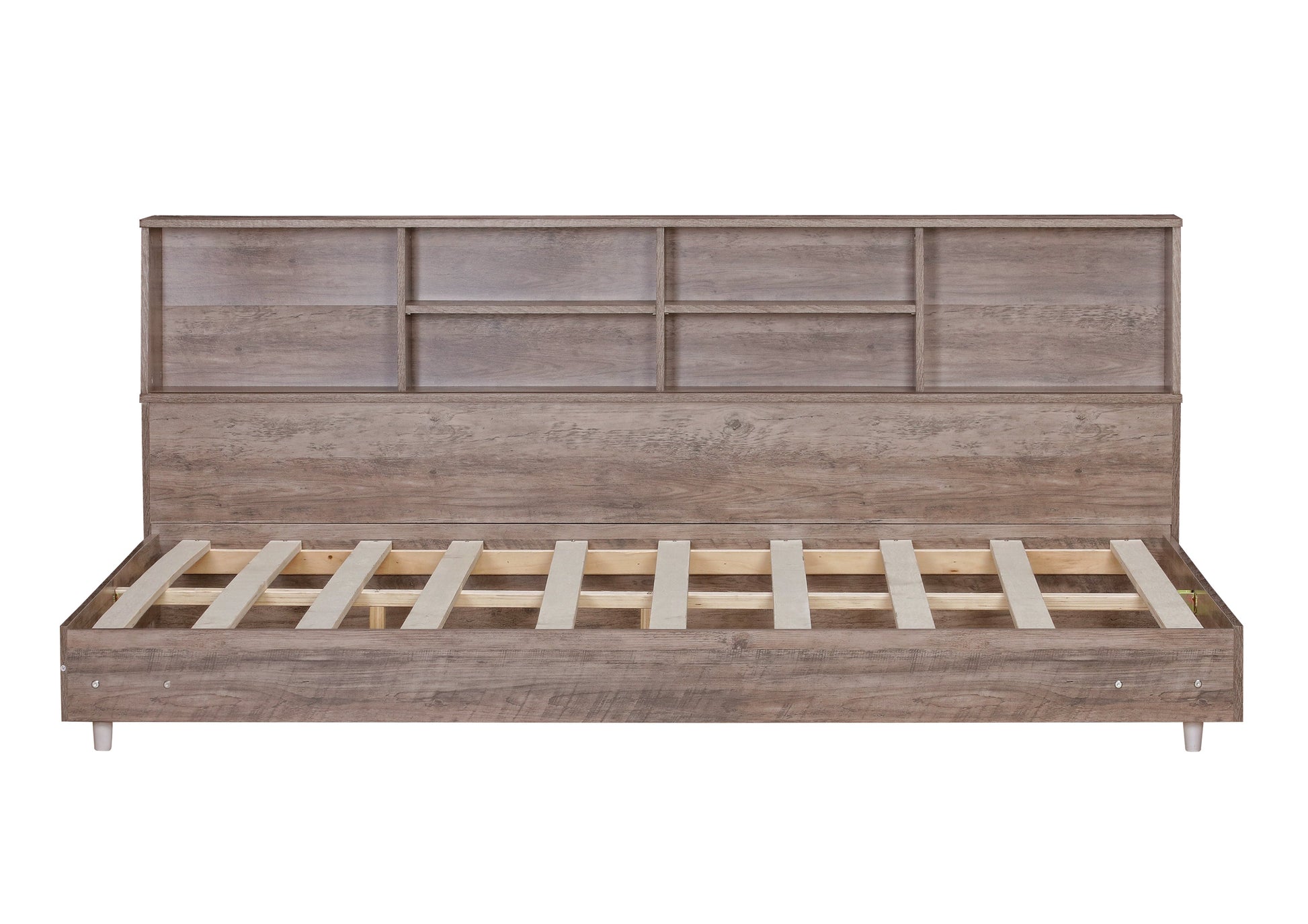 Full Size Daybed Frame with Storage Bookcases Wood Light Oak - Tampa Home & Garden Store