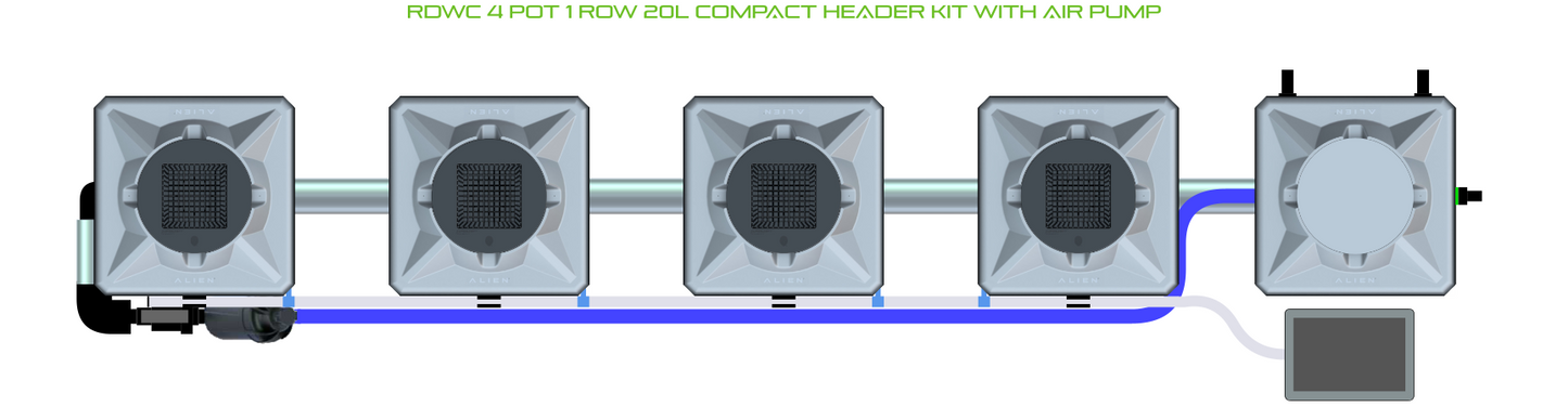 Kit de 4 macetas Alien RDWC de 1 fila