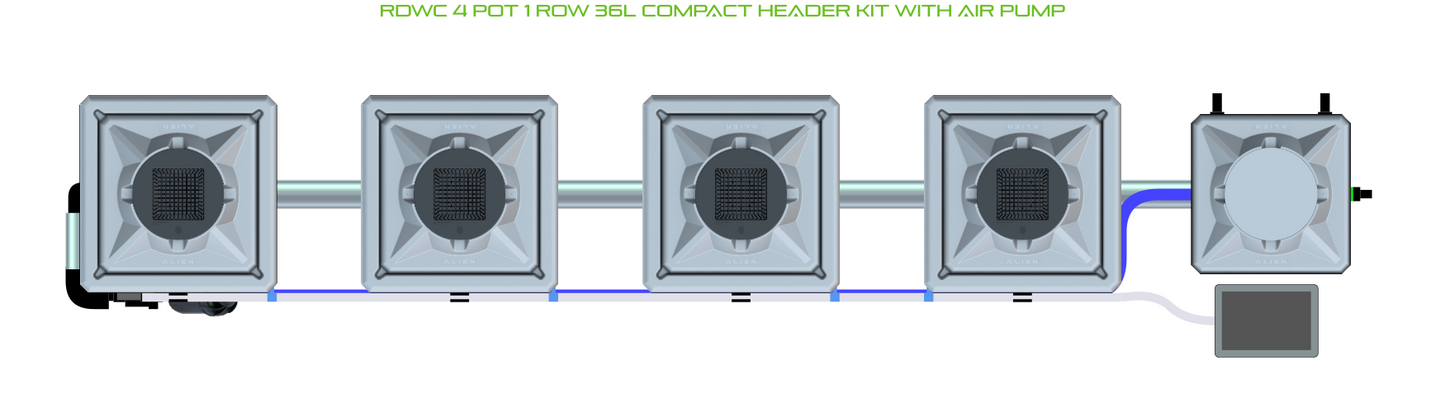 Kit de 4 macetas Alien RDWC de 1 fila