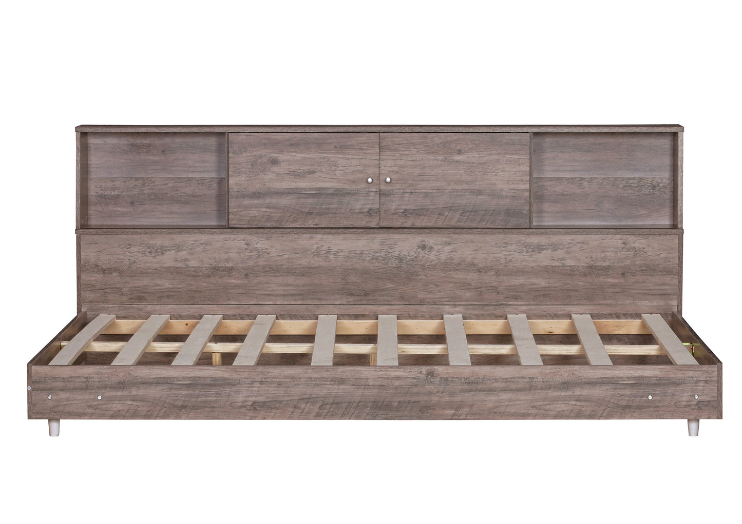 Full Size Daybed Frame with Storage Bookcases Wood Light Oak - Tampa Home & Garden Store