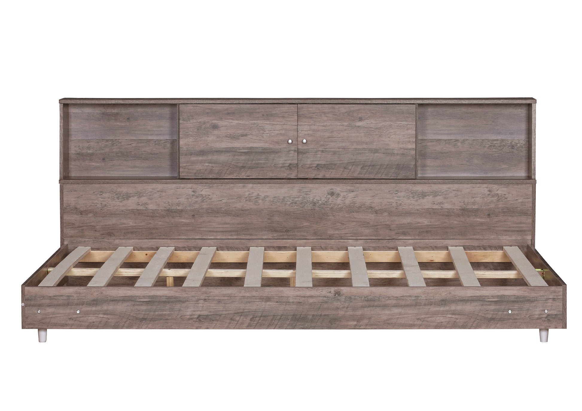 Full Size Daybed Frame with Storage Bookcases Wood Light Oak - Tampa Home & Garden Store