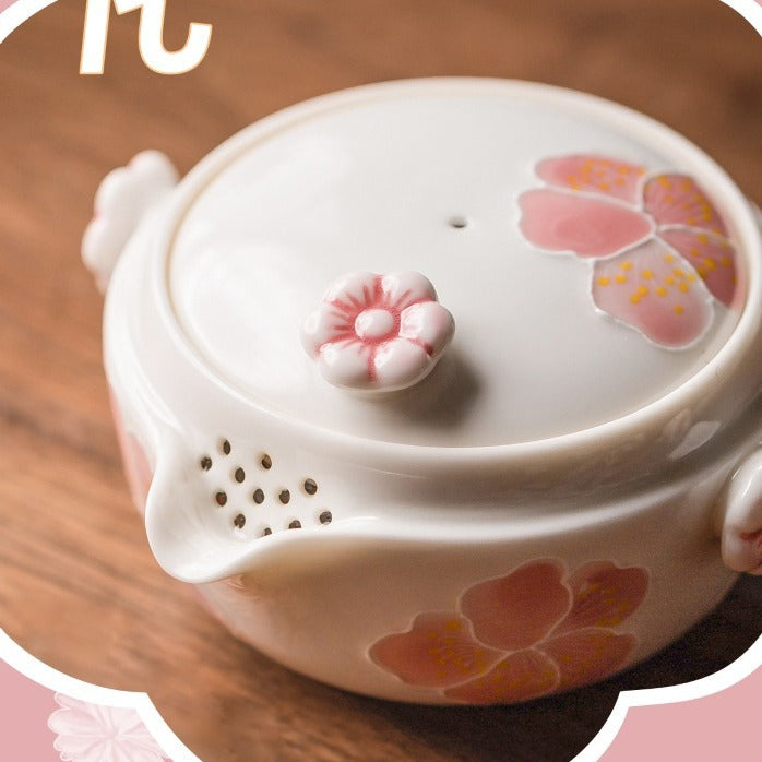 Sakura Kuaike Cup Portable Travel Kung Fu Tea Set One Pot One Cup Ceramic Tea Set Single Tea Maker Female - Tampa Home & Garden Store