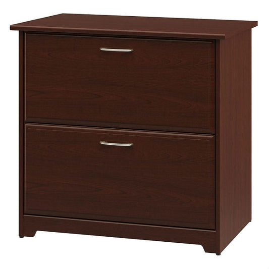 Archivador lateral de 2 cajones con acabado en madera de cerezo