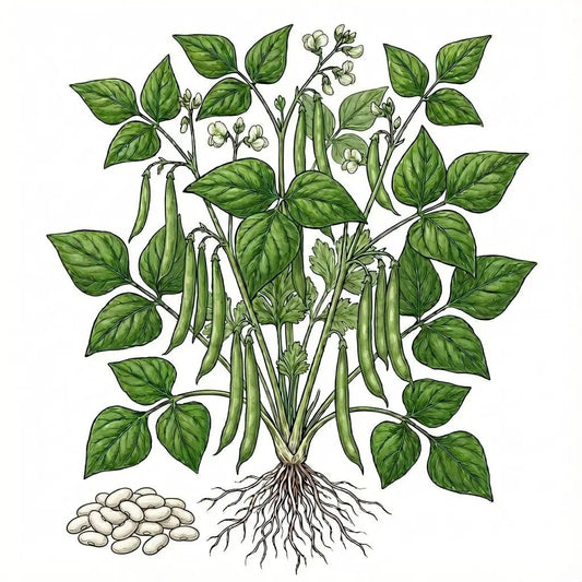 BEAN Seeds Slenderette Bush, heirloom bulk beans by 99Heirlooms.com green pods and bush leaves on Tampa Home & Garden Store