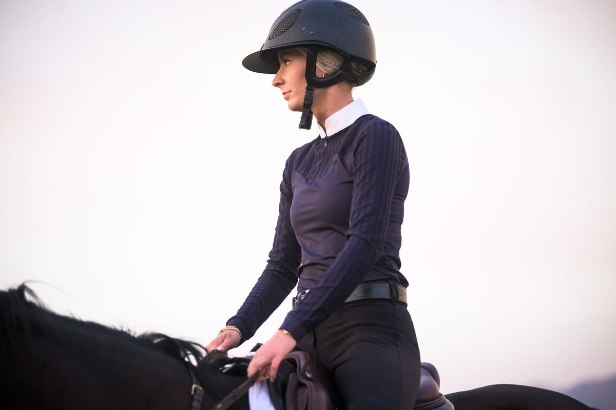 LOLLY Show Shirt Long Sleeve navy equestrian show shirt by BellEq Equestrian Apparel on Tampa Home & Garden Store