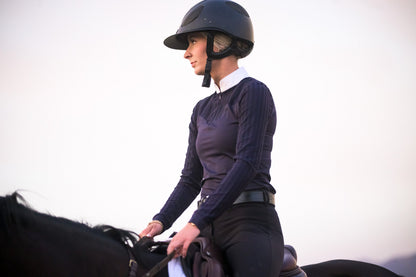 LOLLY Show Shirt Long Sleeve navy equestrian show shirt by BellEq Equestrian Apparel on Tampa Home & Garden Store