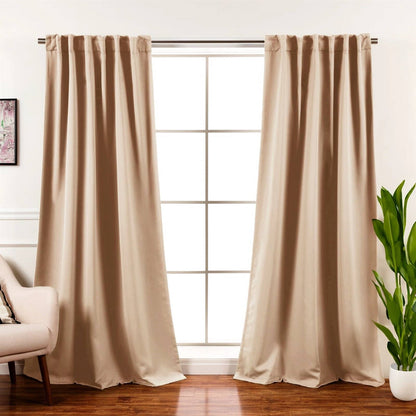 Juego de 2 paneles de cortina opaca térmica de color beige crema sólido de 52 x 120 pulgadas