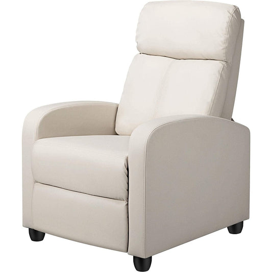 Off White High-Density Faux Leather Push Back Recliner Chair - Tampa Home & Garden Store