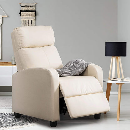 Sillón reclinable push-back de piel sintética de alta densidad color blanco roto