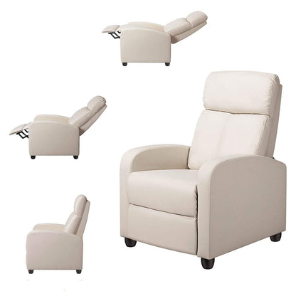 Sillón reclinable push-back de piel sintética de alta densidad color blanco roto