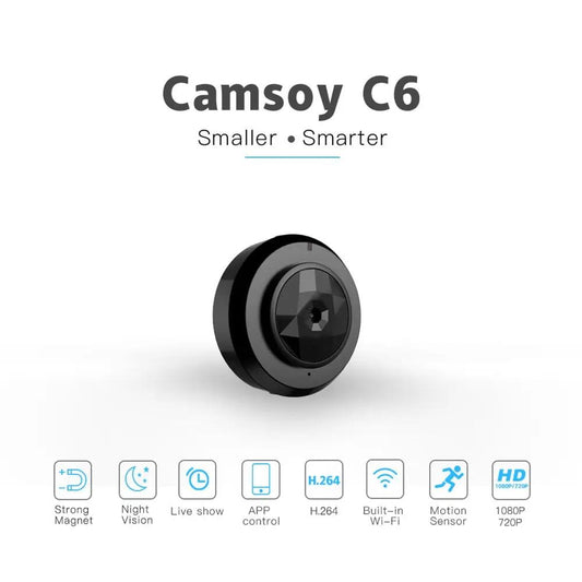 Mini IP camera black circular surveillance camera with built-in Wi-Fi and 1080p night vision on Tampa Home & Garden Store