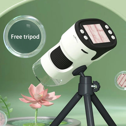 White pocket microscope with display on a small tripod, LED light for biology and STEM on Tampa Home & Garden Store