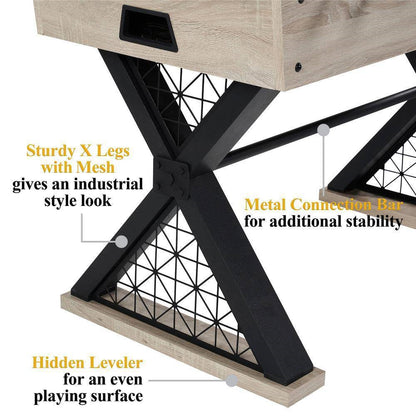 Mesa de futbolín de 48 pulgadas de estilo industrial moderno con patas en forma de X robustas y 2 balones