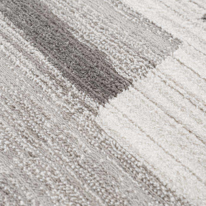 Bojana Broken-Striped Area Rug by Boutique Rugs in taupe, cream, gray with plush pile on Tampa Home & Garden Store