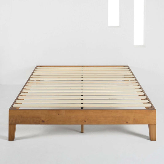 Full size Mid-Century Modern Solid Wood Platform Bed Frame in Natural - Tampa Home & Garden Store