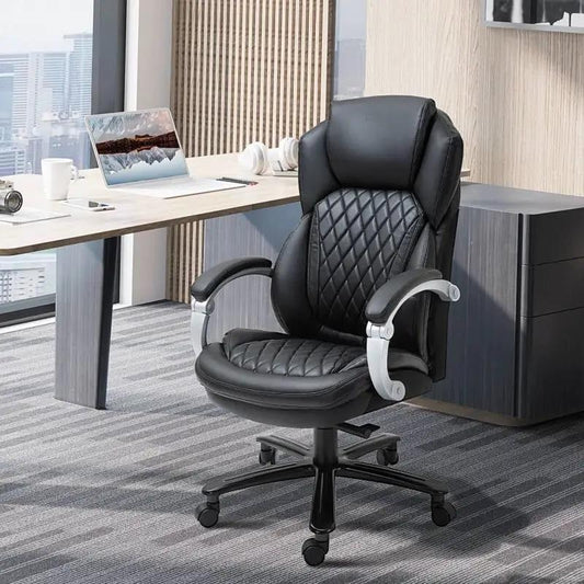 Big and Tall Diamond Stitching Office Chair, black leather, HomePacific on Tampa Home & Garden Store