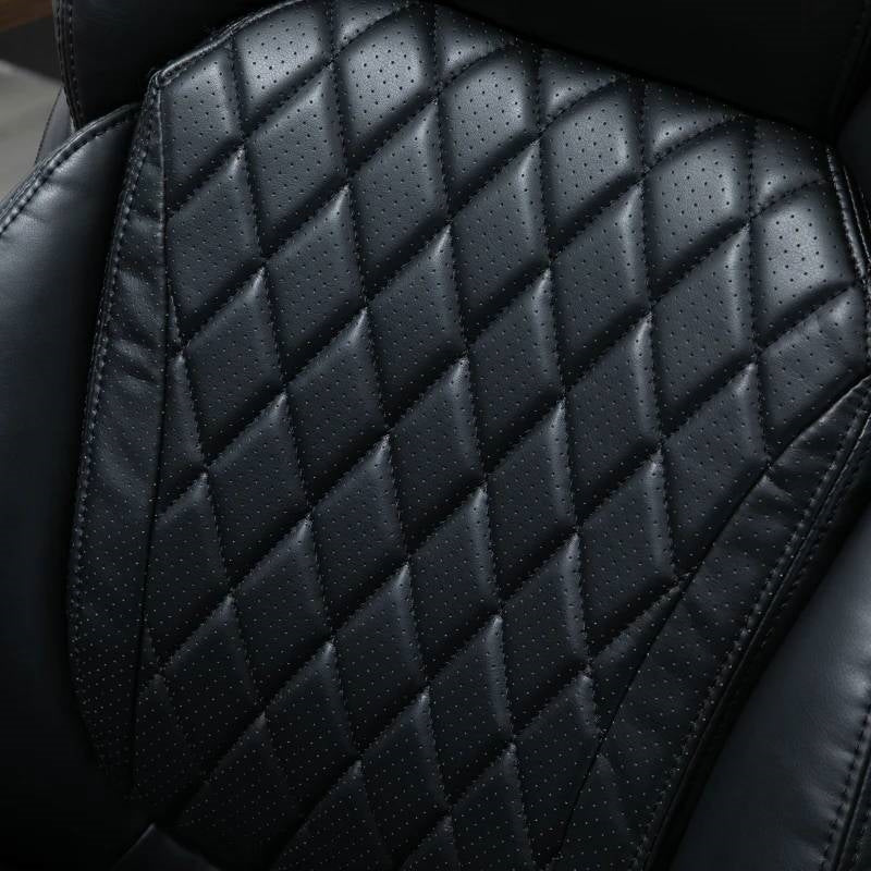 Sillón ejecutivo de oficina, grande y alto, negro, con costuras de diamante y altura ajustable
