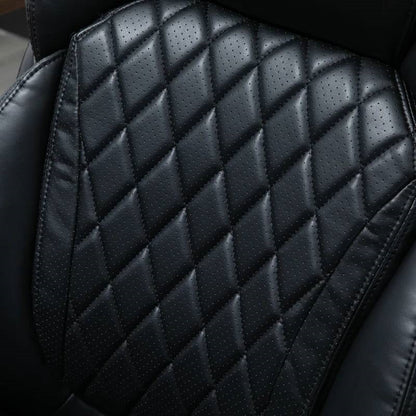 Sillón ejecutivo de oficina, grande y alto, negro, con costuras de diamante y altura ajustable