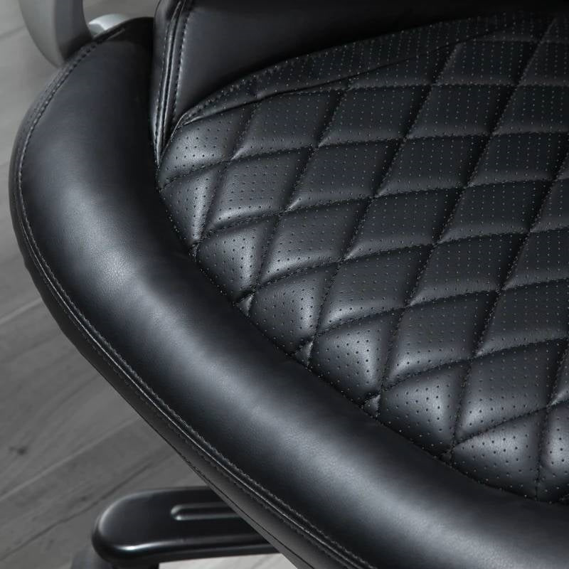Sillón ejecutivo de oficina, grande y alto, negro, con costuras de diamante y altura ajustable
