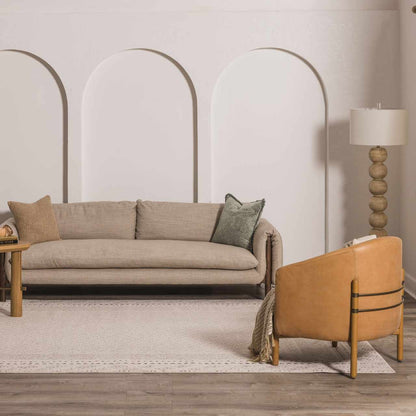 Burdette Soft Neutral Rug by Boutique Rugs in beige tones for a cozy living room on Tampa Home & Garden Store