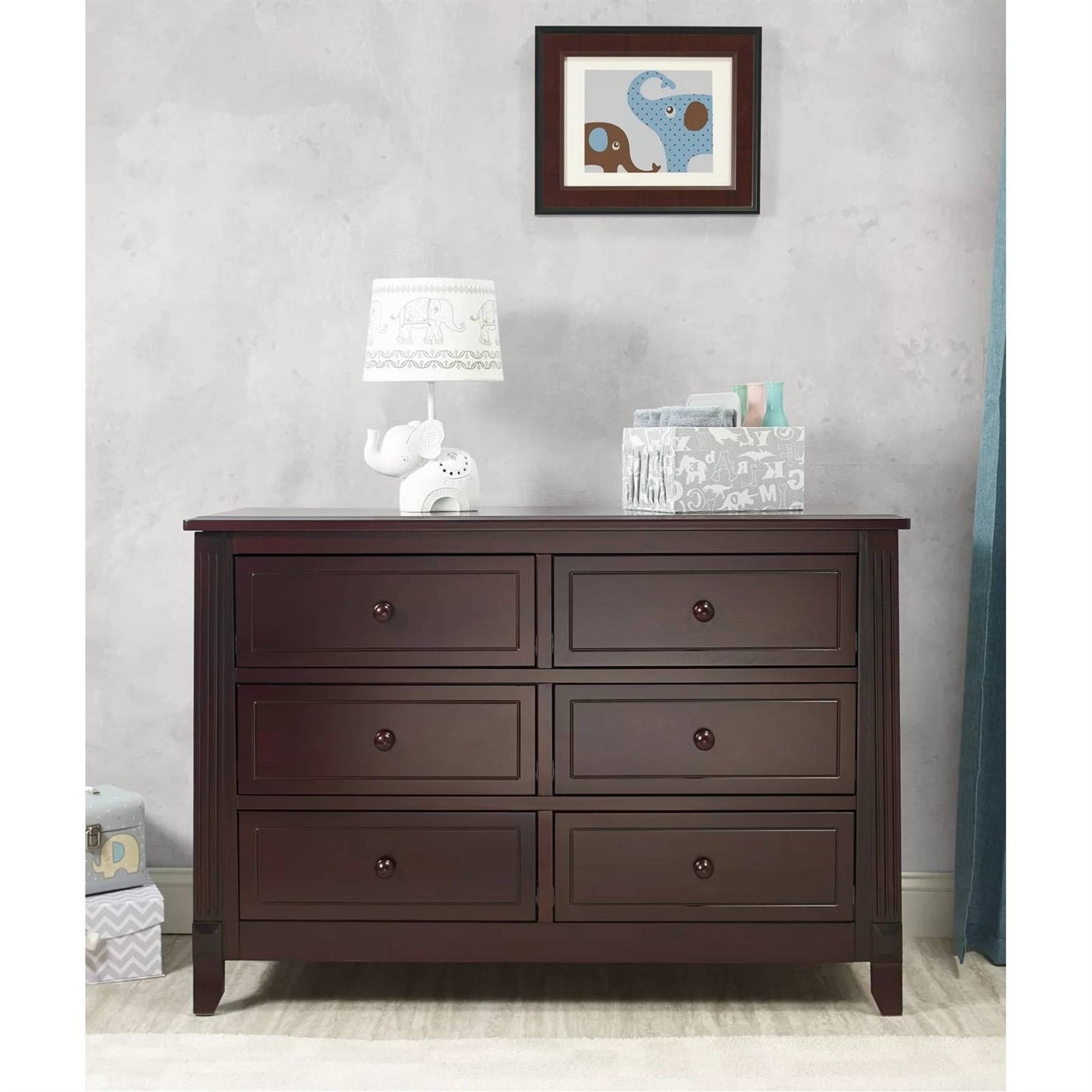 SF Home Cómoda de 6 cajones para dormitorio infantil en madera con acabado espresso